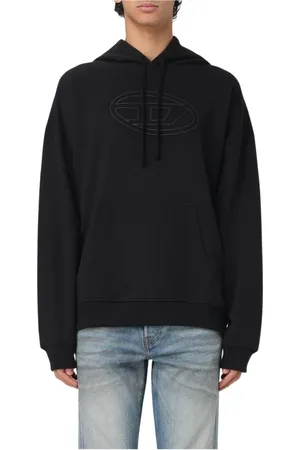 Diesel Bluzy, Mężczyzna, Czarny, XL, Bluza z haftowanym logo czarny mężczyźni