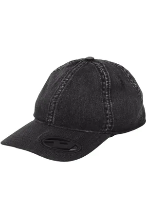 Diesel Akcesoria, Mężczyzna, Czarny, ONE SIZE, Denim, Czarna Czapka Baseballowa z Denimu Regulowanym Zapięciem
