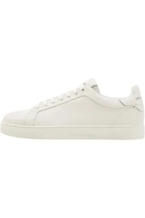 Emporio Armani Buty, Mężczyzna, Biały, 45 EU, Białe skórzane trampki z okrągłym palcem