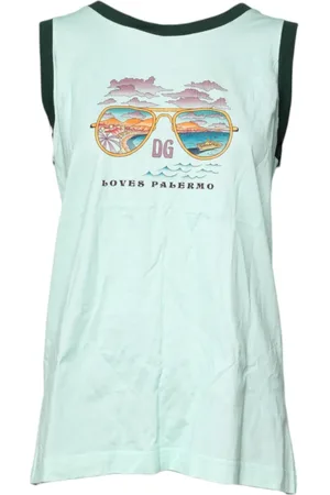 Dolce & Gabbana Koszulki, Kobieta, Zielony, L, Jasnozielony Graficzny Print Top