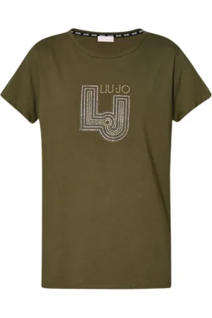 Liu Jo Koszulki, Kobieta, Zielony, 2XL, Podstawowa Zielona Koszulka Bawełniana