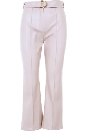Liu Jo Spodnie, Kobieta, Beżowy, 2XS, Szare Spodnie Flare Cropped z Ekoskóry