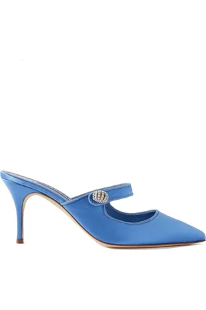 Manolo Blahnik Buty, Kobieta, Niebieski, 36 EU, Niebieskie Slip-On Jewel Mules
