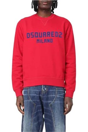 Dsquared2 Bluzy, Mężczyzna, Czerwony, M, Biała bluza z okrągłym dekoltem