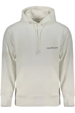 Calvin Klein Bluzy, Mężczyzna, Biały, L, Biała Bawełniana Bluza z Kapturem i Kieszenią