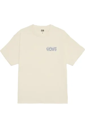 Obey Koszulki, Mężczyzna, Żółty, M, Abstrakcyjne Rzeczy Tee Kremowe Krótki Rękaw