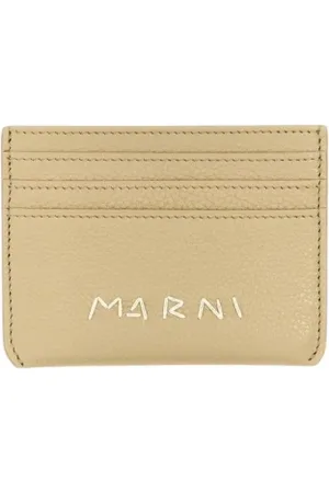 Marni Akcesoria, Mężczyzna, Beżowy, ONE SIZE, Minimalistyczny Portfel na Karty ze Skóry