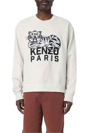 Kenzo Bluzy, Mężczyzna, Szary, M, Czarny Crew Neck Sweatshirt