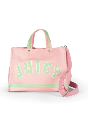 Juicy Couture Torebki, Kobieta, Różowy, ONE SIZE, Bawełna, Iris Patch Canvas M. Shop Bawełna/ PU Soczysty Różowy/Letni Zielony