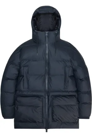 Rains Kurtki, Mężczyzna, Niebieski, L, Długa Kurtka Cargo Puffer