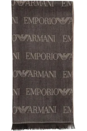 Emporio Armani Akcesoria, Mężczyzna, brązowy, ONE SIZE, Luksusowy Brązowy Logo Szalik