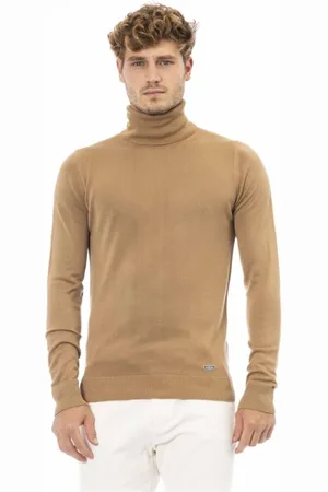 BALDININI Swetry, Mężczyzna, Beżowy, L, Len, Cashmere Turtleneck Sweater
