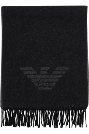 Emporio Armani Akcesoria, Mężczyzna, Szary, ONE SIZE, Szalik z Logo Orła z Wełny