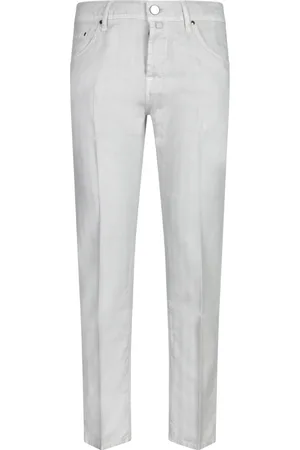 Jacob Cohen Jeansy, Mężczyzna, Biały, W34, Białe bawełniane spodnie chambray