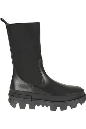 Moncler Buty, Kobieta, Czarny, 40 EU, Czarne skórzane botki z detalami logo