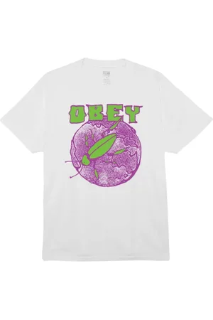 Obey Koszulki, Mężczyzna, Biały, L, T-shirt z nadrukiem z przodu i z tyłu
