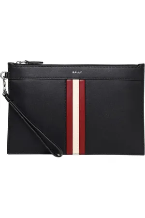 Bally Torebki, Mężczyzna, Czarny, ONE SIZE, Kopertówka ze Skóry z Detalem Paska