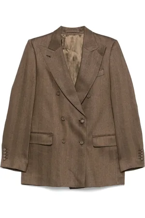 OFFICINE GENERALE Kurtki, Kobieta, brązowy, M, Herringbone Toffee/Black Kurtka