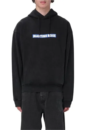 MARTINE ROSE Bluzy, Mężczyzna, Czarny, L, Czarna Bawełniana Bluza