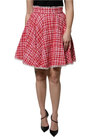 Dolce & Gabbana Spódnice, Kobieta, Wielobarwność, S, Czerwono-Biała Spódnica A-line Wysoki Stan