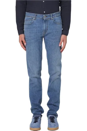 RE-HASH Jeansy, Mężczyzna, Niebieski, W36, Denim, Niebieskie Straight Leg Jeansyy dla Mężczyzn