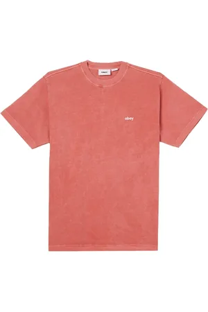 Obey Koszulki, Mężczyzna, Pomarańczowy, XS, Czerwony T-shirt z haftowanym logo