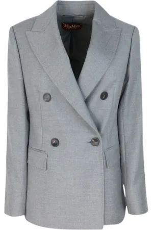 Max Mara Kurtki, Kobieta, Szary, S, Płaszcz z wełny w stylu Cottage
