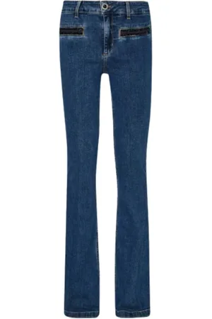 Liu Jo Jeansy, Kobieta, Niebieski, W32, Denim, Dżinsy z wysokim stanem i warkoczem
