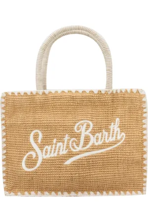 MC2 SAINT BARTH Torebki, Kobieta, Beżowy, ONE SIZE, Słomkowa Torba z Haftem