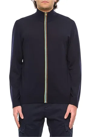 Paul Smith Bluzy, Mężczyzna, Niebieski, S, Niebieski Sweter z zamkiem Merino