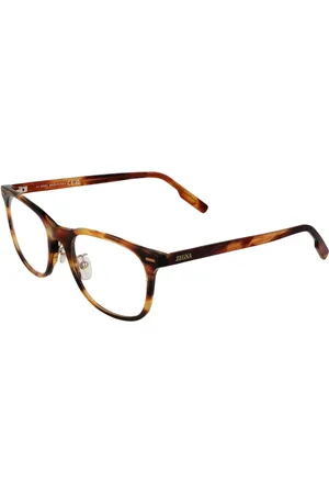 Ermenegildo Zegna Akcesoria, Mężczyzna, brązowy, ONE SIZE, Brązowe Okulary Optyczne w Kształcie Prostokąta dla Mężczyzn