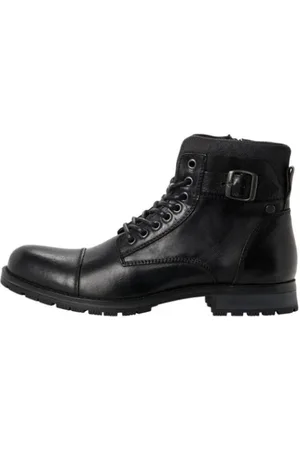 JACK & JONES Buty, Mężczyzna, Czarny, 41 EU, Antracytowe Skórzane Wysokie Buty