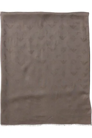 Emporio Armani Akcesoria, Mężczyzna, brązowy, ONE SIZE, Luksusowy Jedwabny Szal z Wzorem Logo
