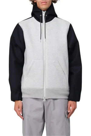SACAI Bluzy, Mężczyzna, Szary, S, Szara Colorblock Zip Up Bluza Sweter