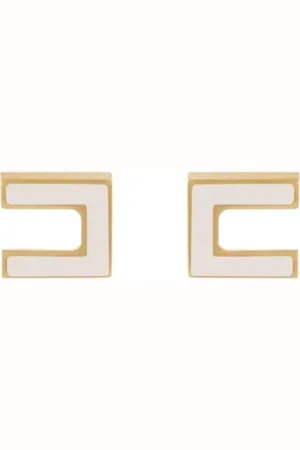 Elisabetta Franchi Akcesoria, Kobieta, Żółty, ONE SIZE, Logo Kolczyki Motyl Zapięcie Metal Emalia