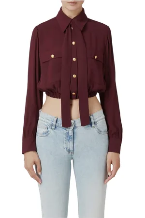 Elisabetta Franchi Bluzki, Kobieta, Czerwony, S, Bluzka georgette z kokardą