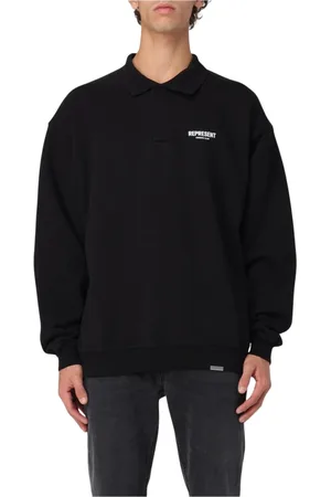 Represent Bluzy, Mężczyzna, Czarny, M, Czarny Sweter z Kołnierzem Polo