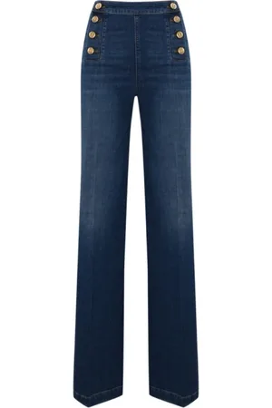 Twin-Set Jeansy, Kobieta, Niebieski, W25, Denim, Dżinsy dzwony dla kobiet