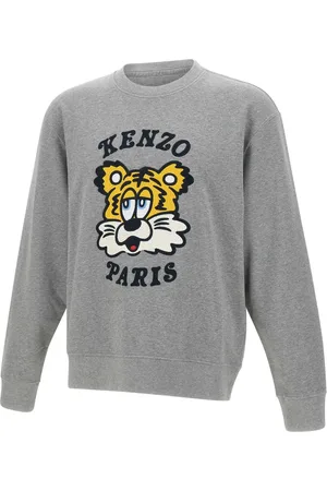 Kenzo Bluzy, Mężczyzna, Szary, S, Bawełna, Szara bawełniana bluza z wielokolorowym logo