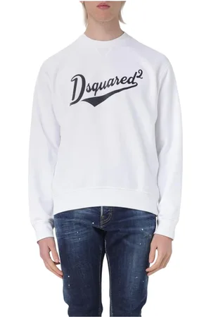 Dsquared2 Bluzy, Mężczyzna, Biały, L, Czarny Sweter Luźny Fason Stylowy Design