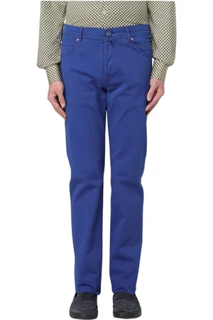 Kiton Spodnie, Mężczyzna, Niebieski, W40, Klasyczne Niebieskie Spodnie Slim-Fit z Wełny