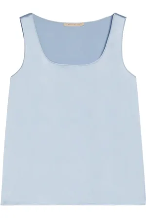 pennyblack Koszulki, Kobieta, Niebieski, 2XS, Jedwabny Top Panfilo, Niebieski, Bezrękawnik