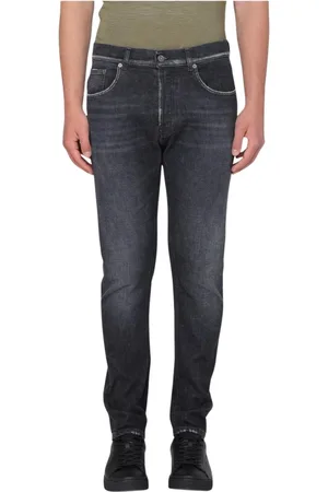 Dondup Jeansy, Mężczyzna, Czarny, W35, Denim, Czarne Straight Leg Jeansy