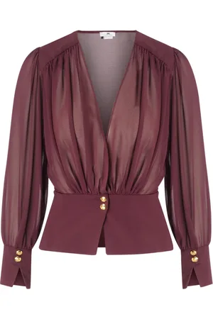 Elisabetta Franchi Bluzki, Kobieta, Czerwony, L, Czerwono-Czarna Koszula Model Ca 07947E2-Cg 3