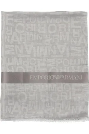 Emporio Armani Akcesoria, Mężczyzna, Szary, ONE SIZE, Niebieski Szalik z Logo dla Mężczyzn