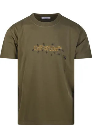 OFF-WHITE Koszulki, Mężczyzna, Zielony, L, Bawełna, Winter Moss Arrow Slim T-Shirt