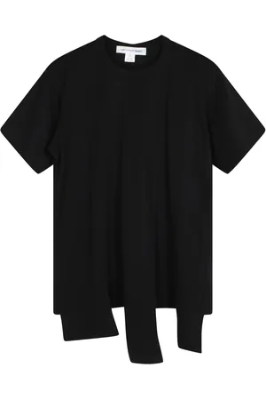 Comme des Garçons Koszulki, Kobieta, Czarny, S, Czarna Bawełniana Asymetryczna T-shirt
