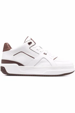 JUST DON Buty, Mężczyzna, Wielobarwność, 43 EU, Bordowe Skórzane Sneakersy z Kontrastującym Wykończeniem