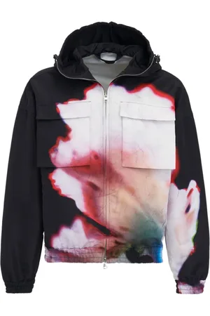 Alexander McQueen Kurtki, Mężczyzna, Wielobarwność, L, Kurtka z kapturem w kwiaty