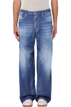Dsquared2 Jeansy, Mężczyzna, Niebieski, L, Denim, Zniszczone Dżinsowe Jeansyy Slim-Fit